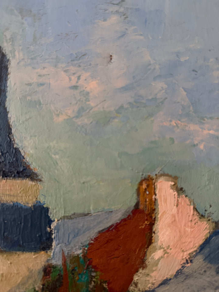 The Village Spire | French Village Oil Painting