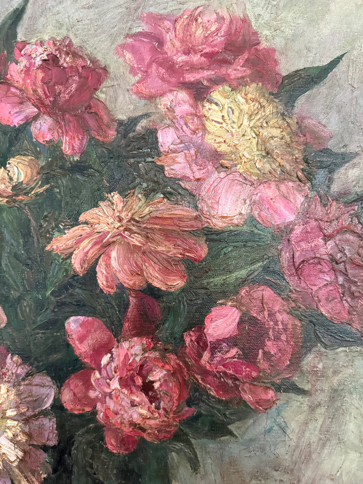 Pink Peonies in Black Vase