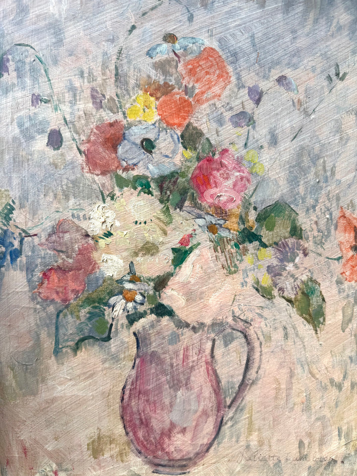 Pink Pitcher with Spring Flowers