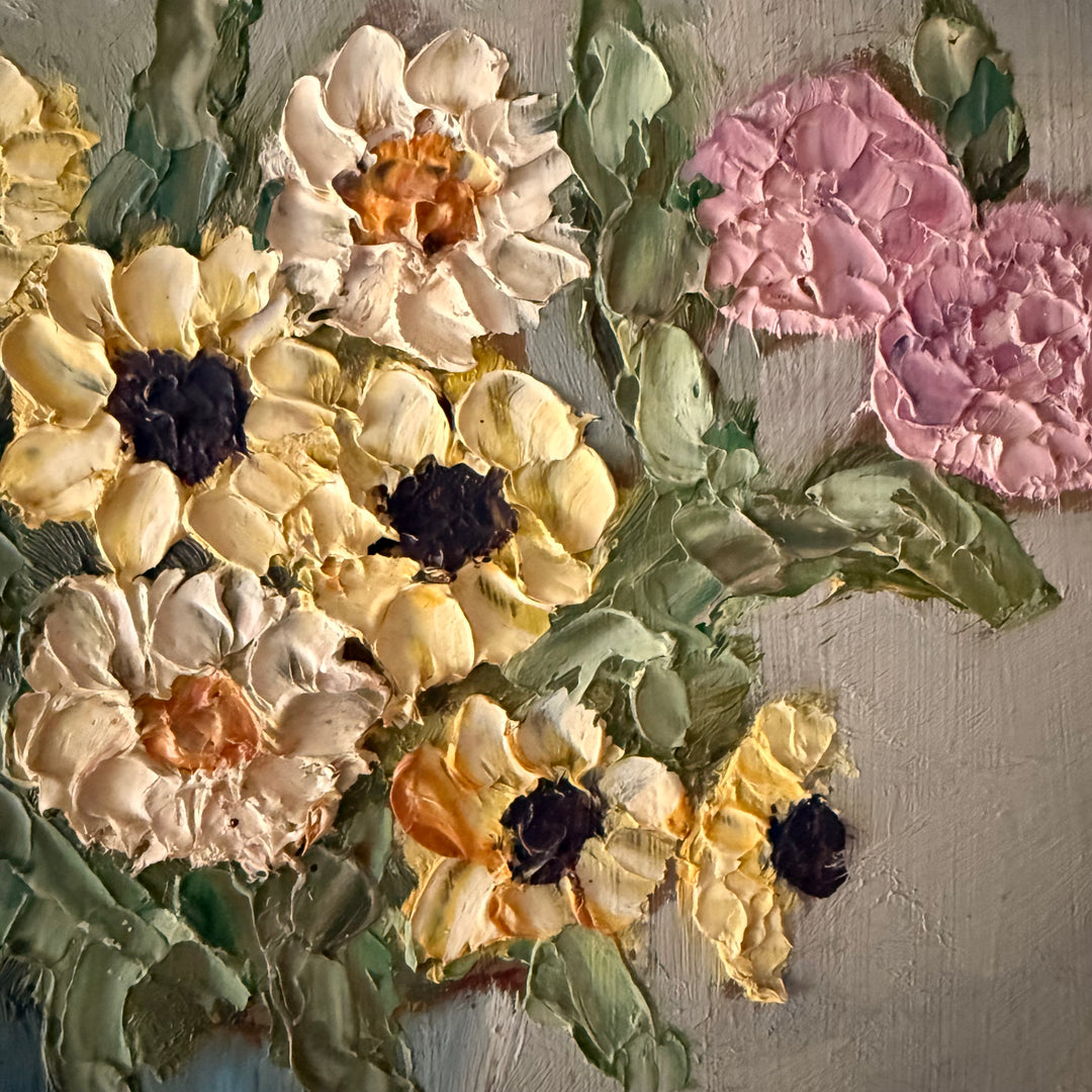 Flowers in Blue Pitcher