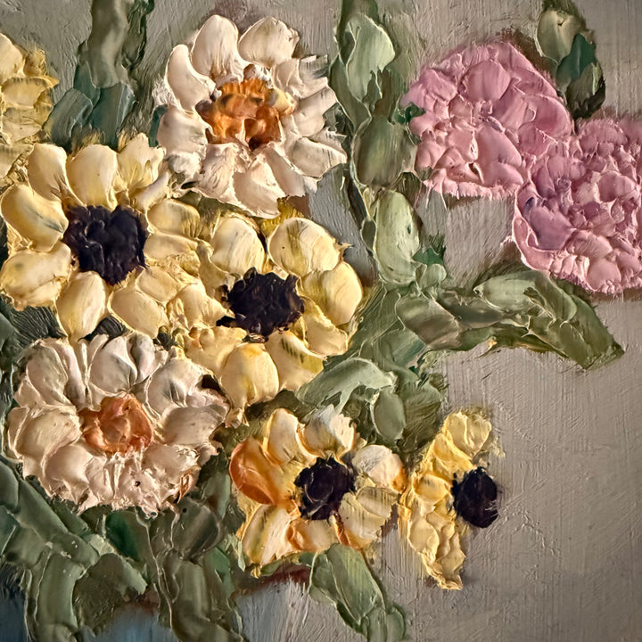 Flowers in Blue Pitcher