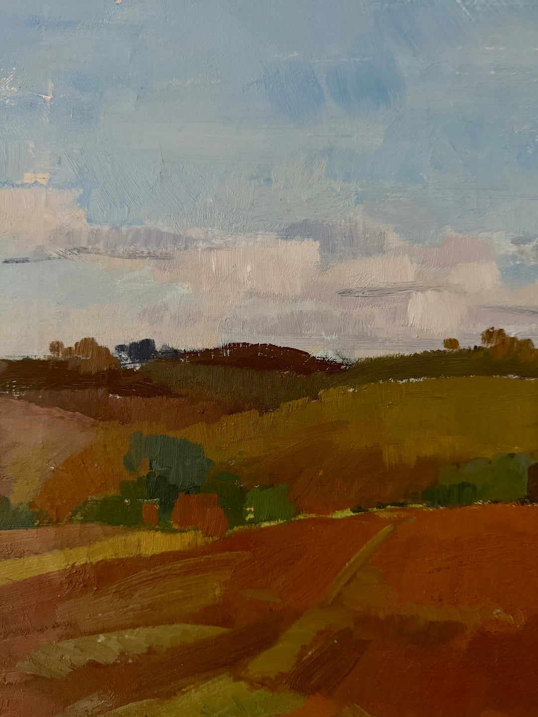 Across the Fields | Landscape Mid-Century Oil Painting