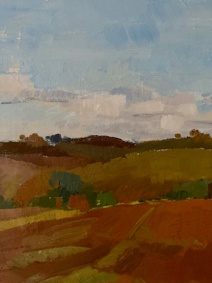 Across the Fields | Landscape Mid-Century Oil Painting