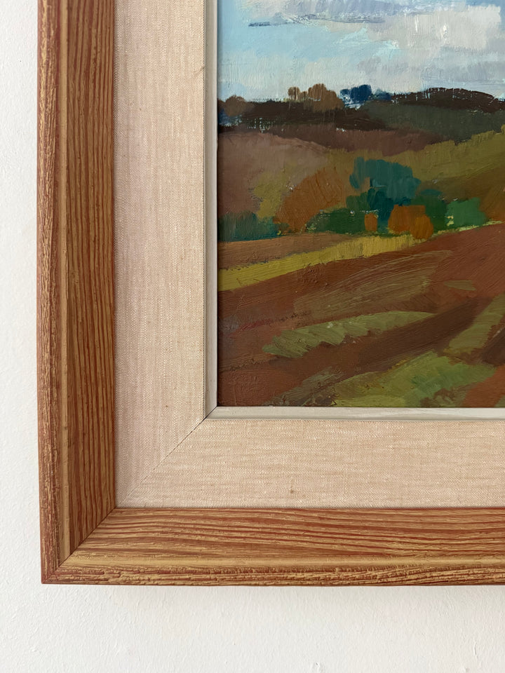 Across the Fields | Landscape Mid-Century Oil Painting