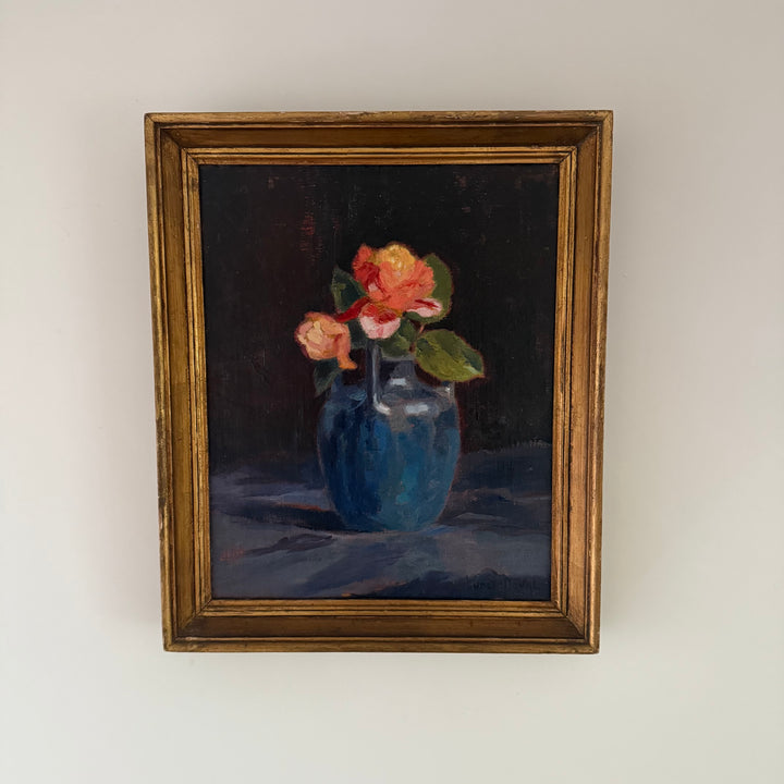 Roses in a Blue Vase