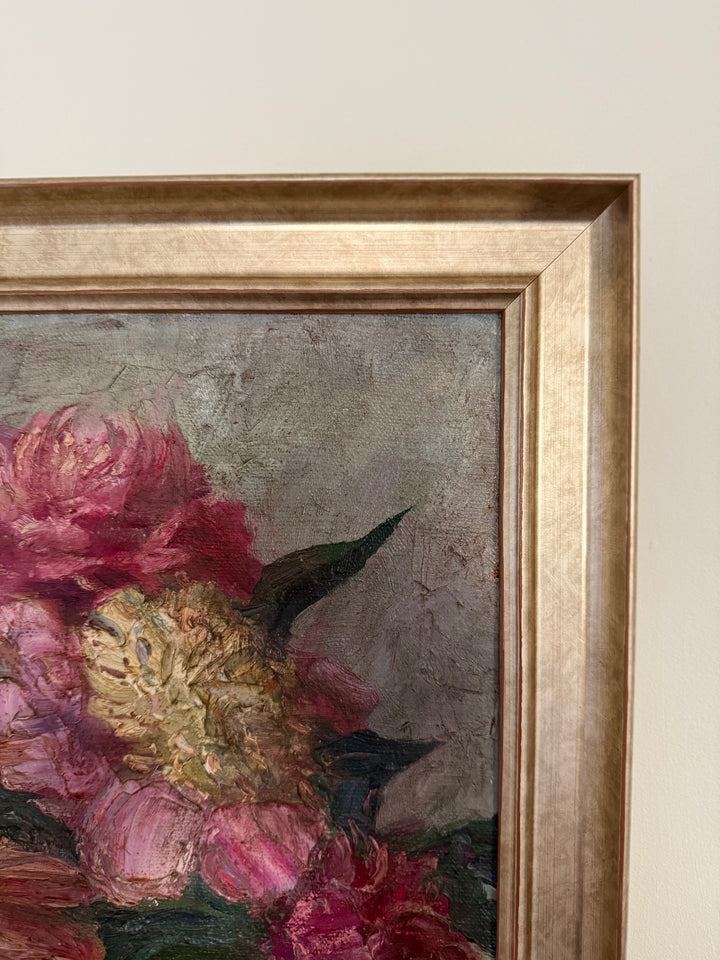 Pink Peonies in Black Vase