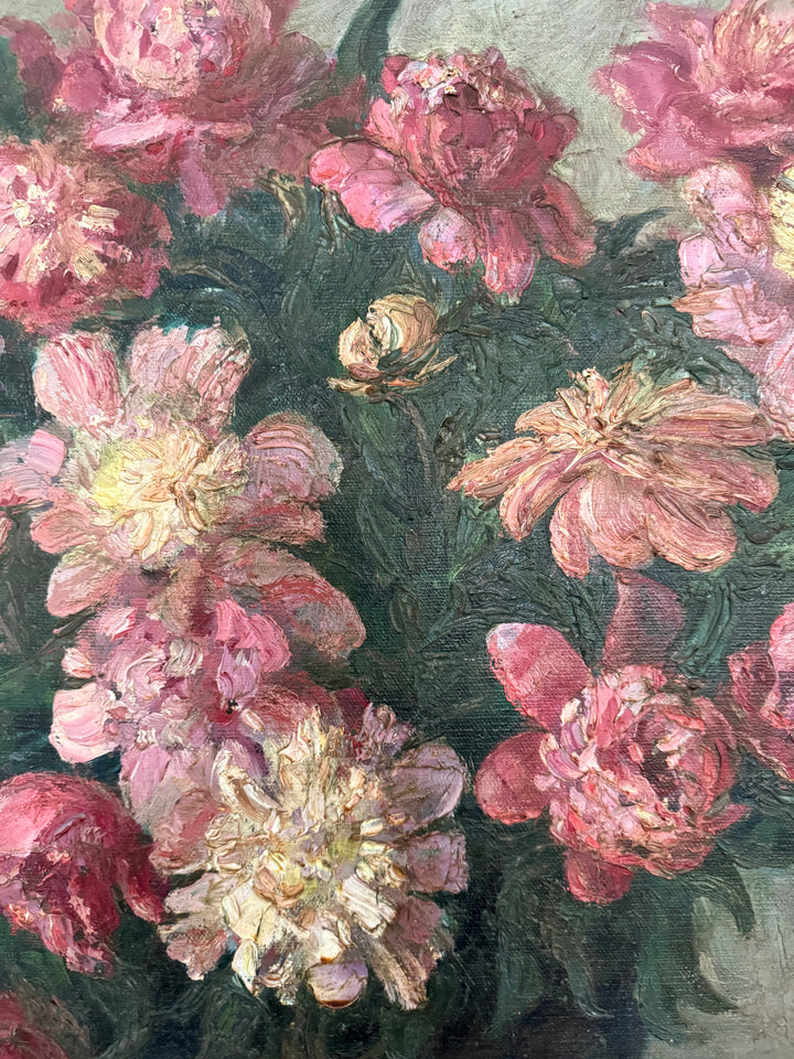 Pink Peonies in Black Vase