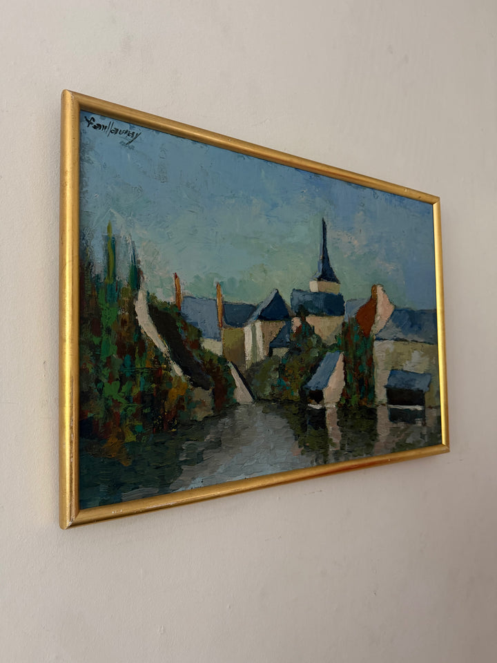 The Village Spire | French Village Oil Painting