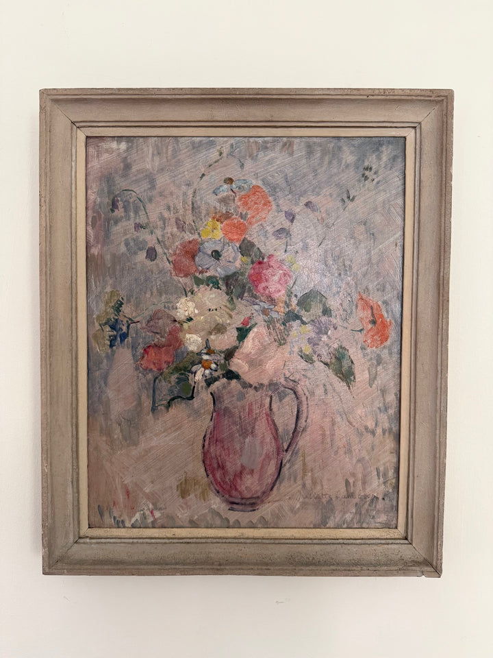 Pink Pitcher with Spring Flowers