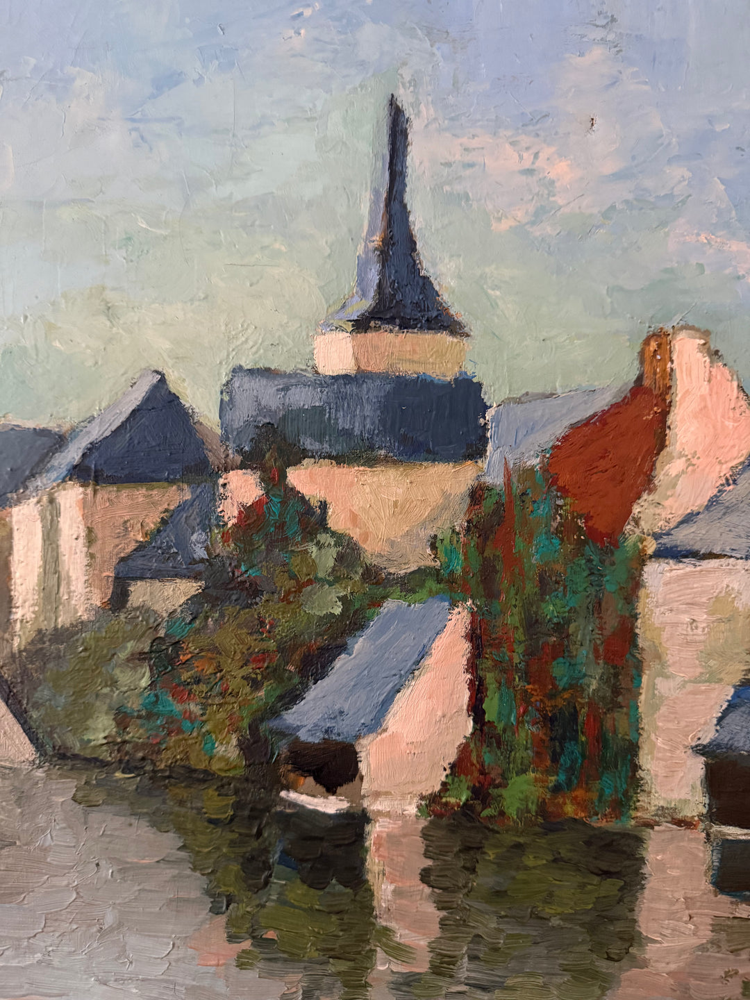 The Village Spire | French Village Oil Painting