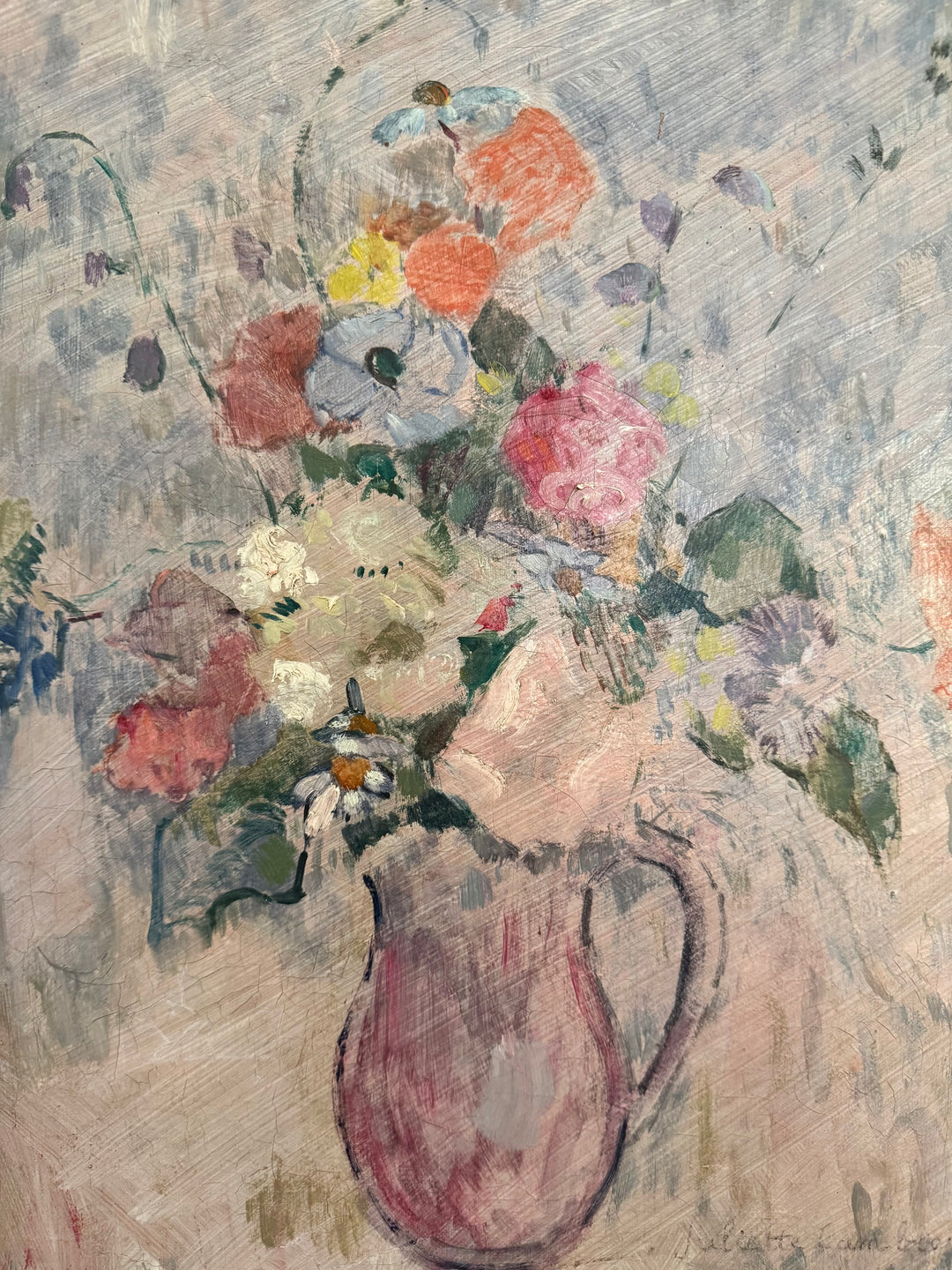 Pink Pitcher with Spring Flowers