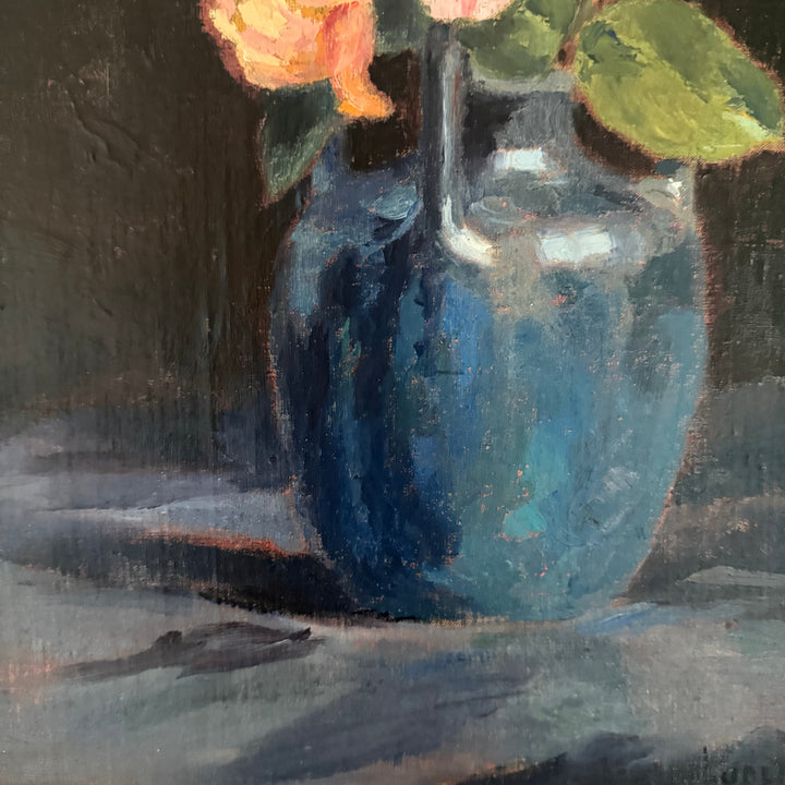 Roses in a Blue Vase