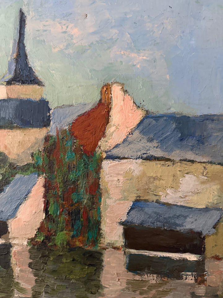 The Village Spire | French Village Oil Painting