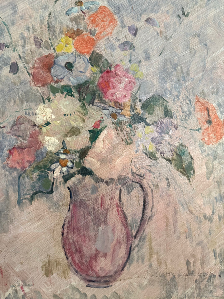 Pink Pitcher with Spring Flowers