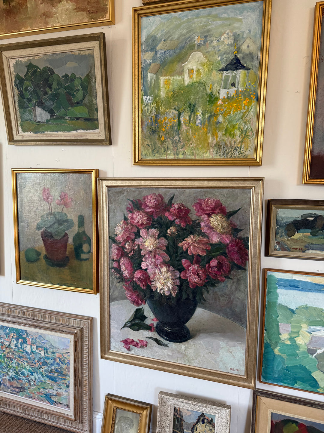 Pink Peonies in Black Vase