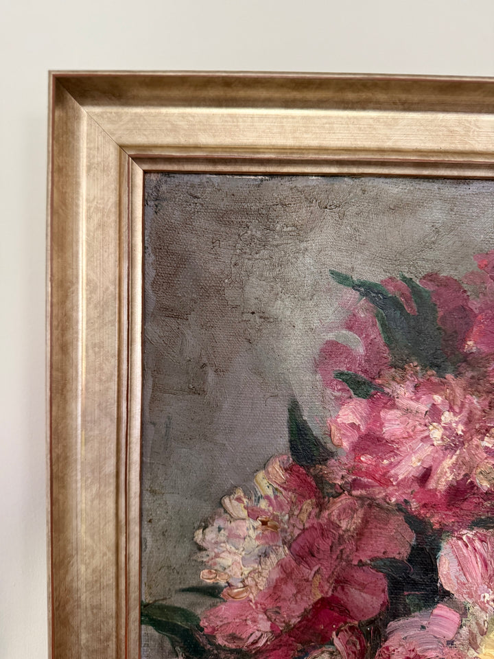 Pink Peonies in Black Vase
