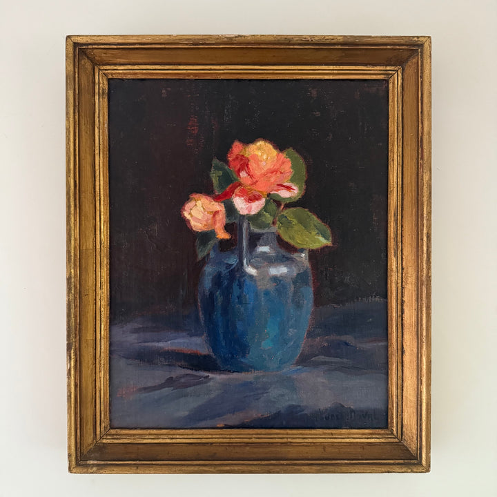 Roses in a Blue Vase