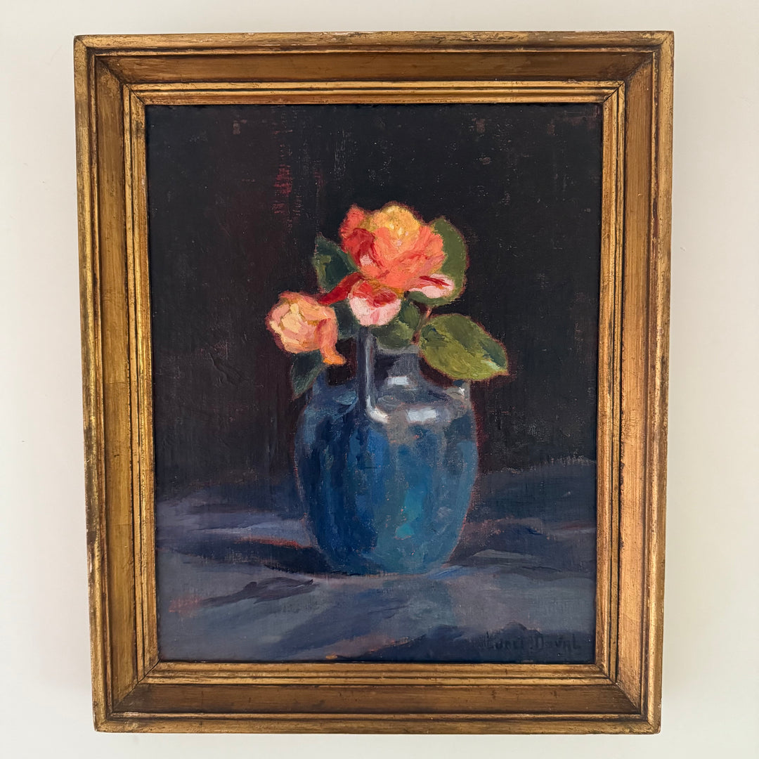 Roses in a Blue Vase