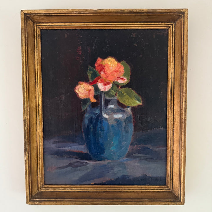 Roses in a Blue Vase