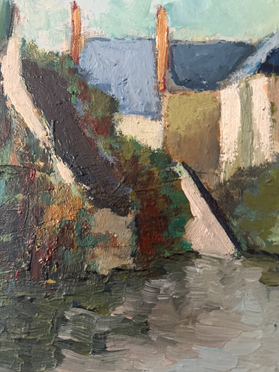 The Village Spire | French Village Oil Painting