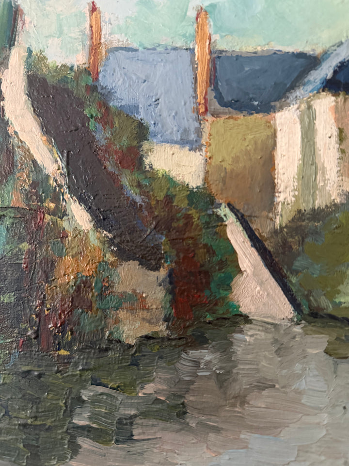 The Village Spire | French Village Oil Painting