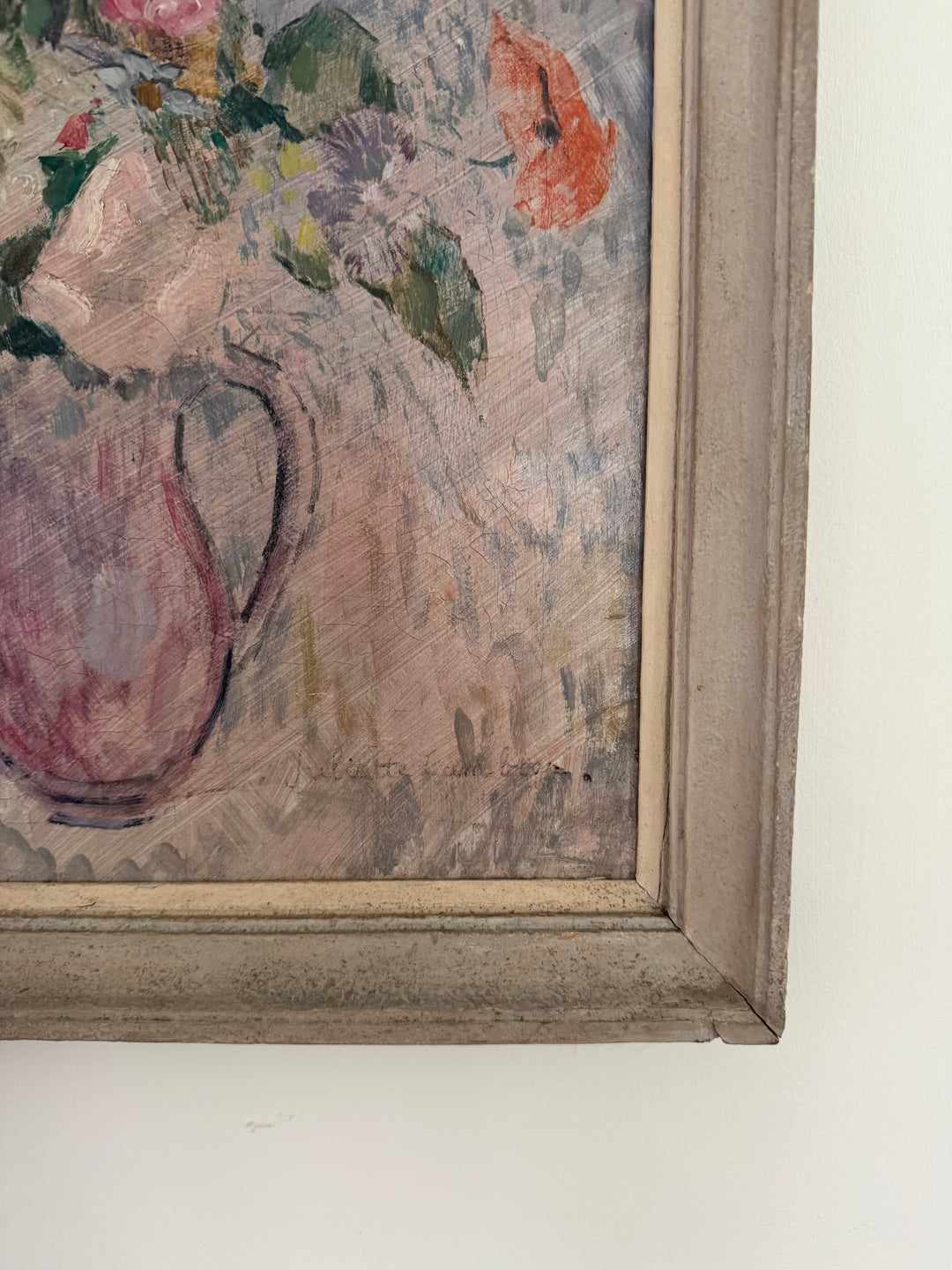 Pink Pitcher with Spring Flowers