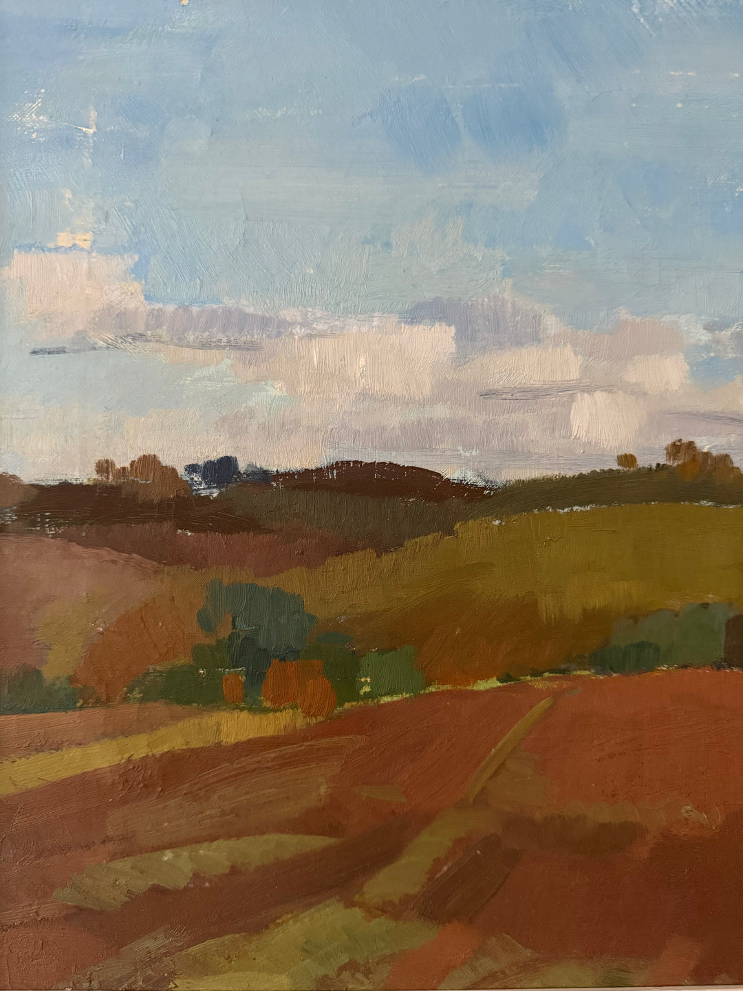 Across the Fields | Landscape Mid-Century Oil Painting