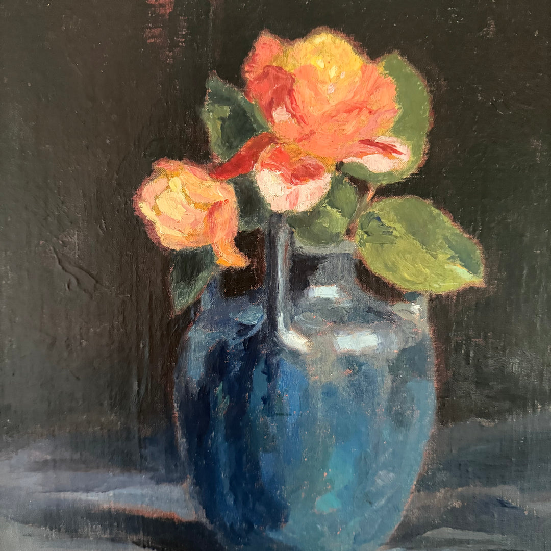 Roses in a Blue Vase