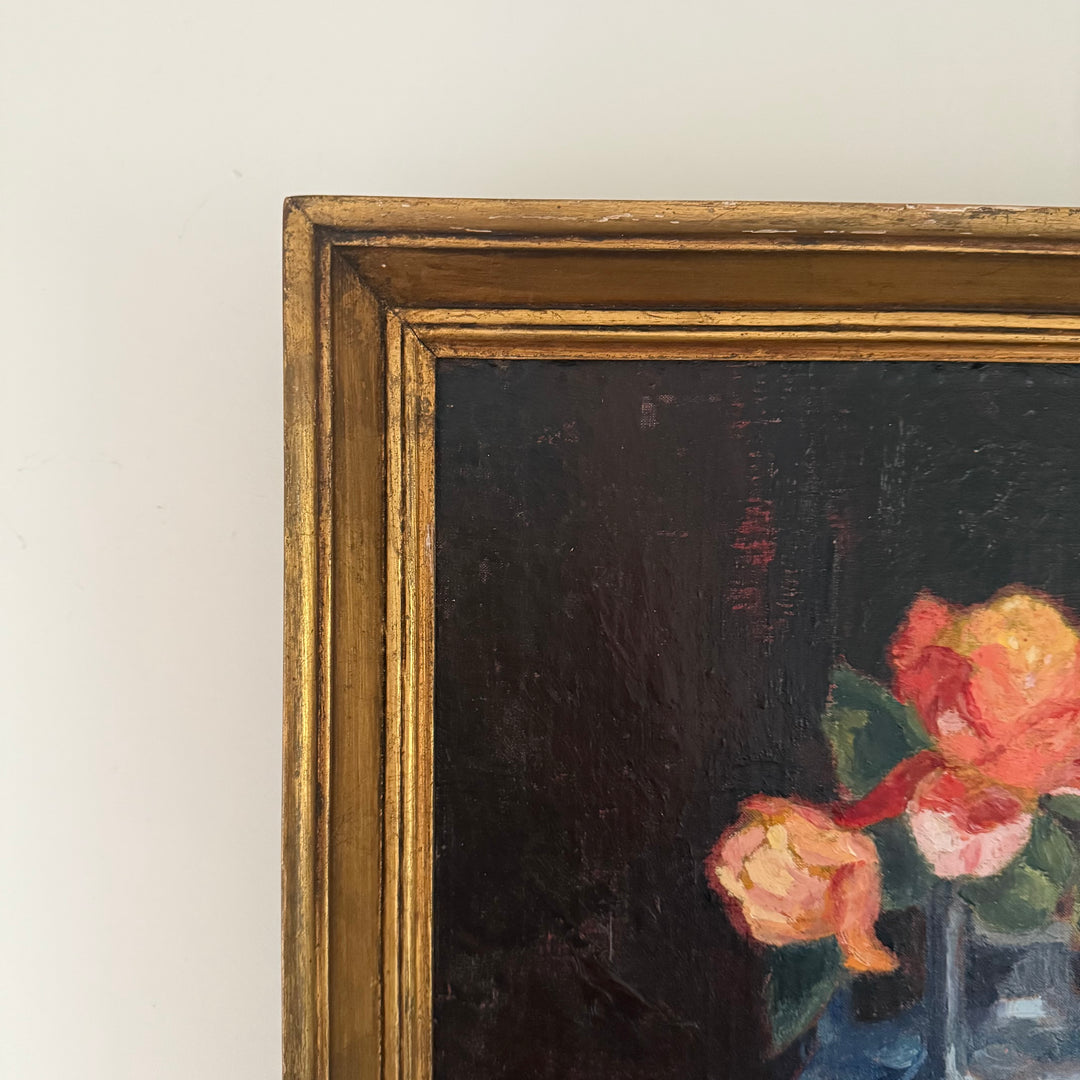 Roses in a Blue Vase
