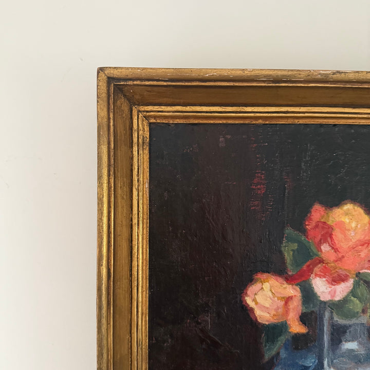 Roses in a Blue Vase