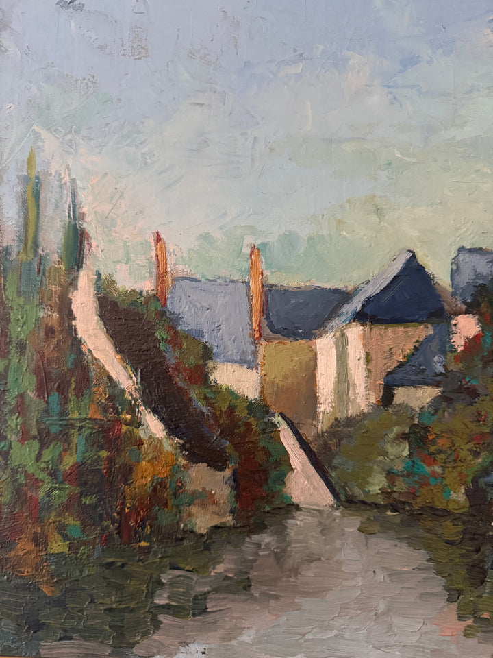 The Village Spire | French Village Oil Painting