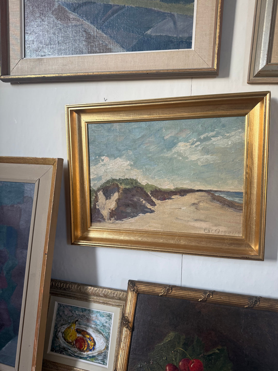 The Quiet Shore | Vintage Swedish Coastal Oil Painting