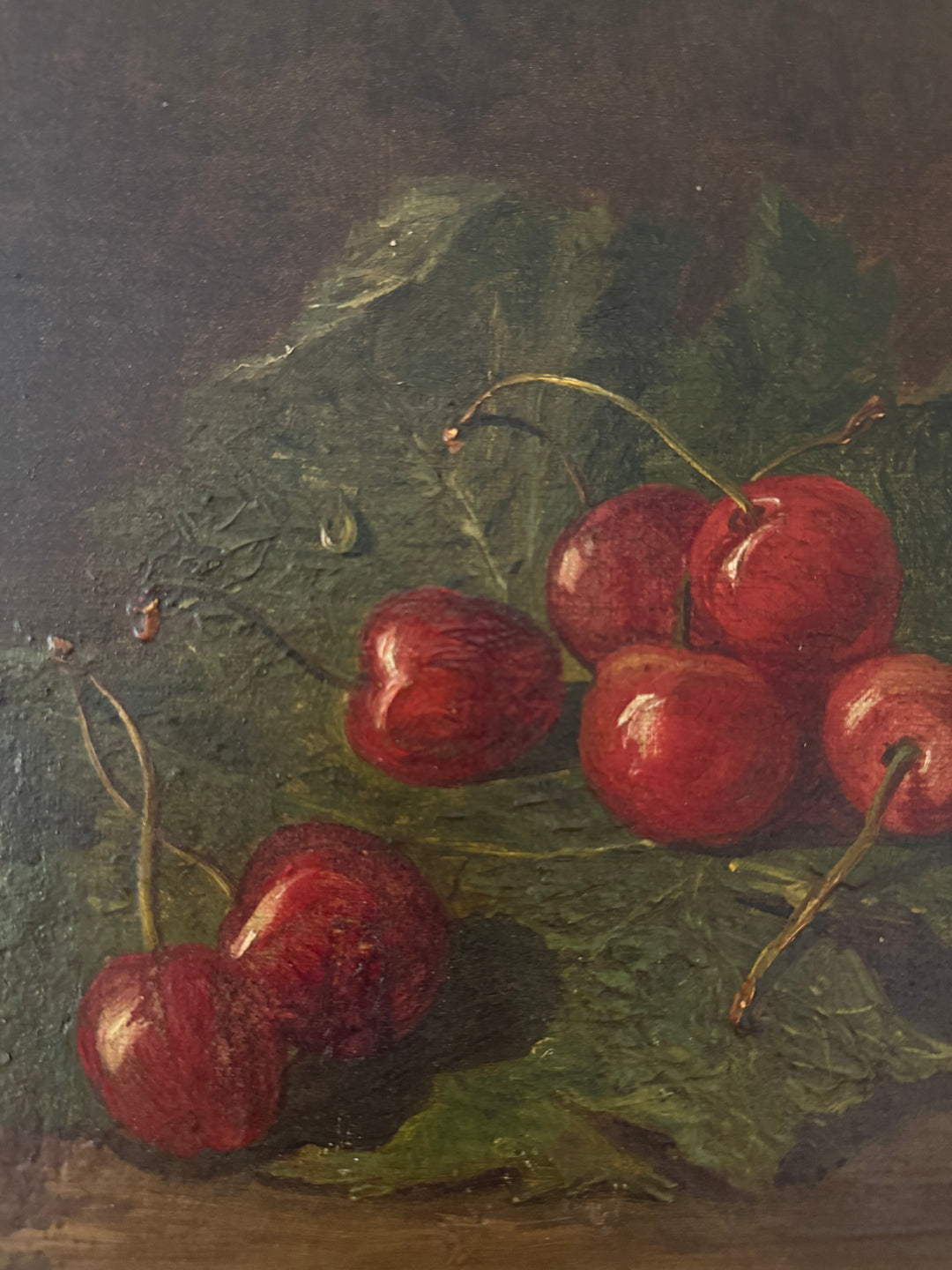 Still Life with Cherries by Hubert Bellis, signed Belgian oil on panel
