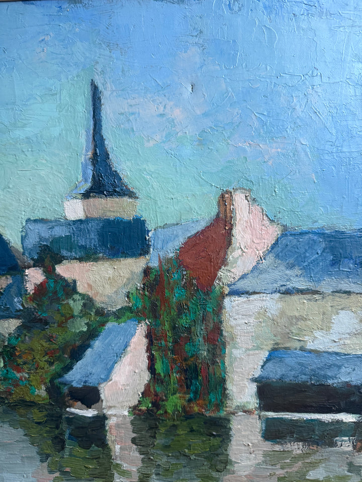 The Village Spire | French Village Oil Painting