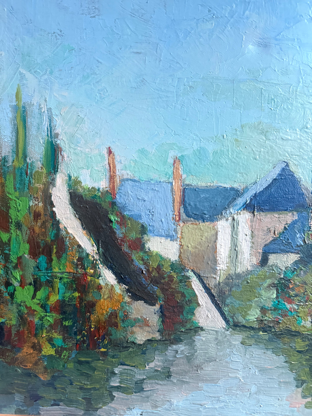 The Village Spire | French Village Oil Painting