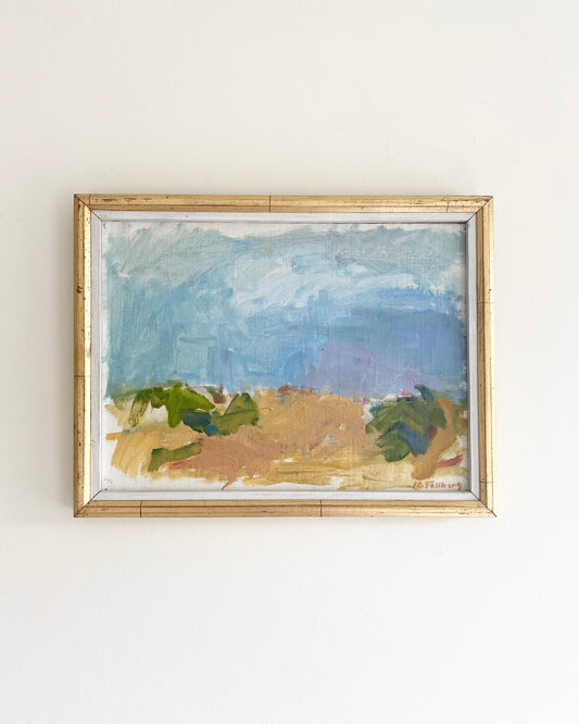 Mid century Swedish painting landscape seaside