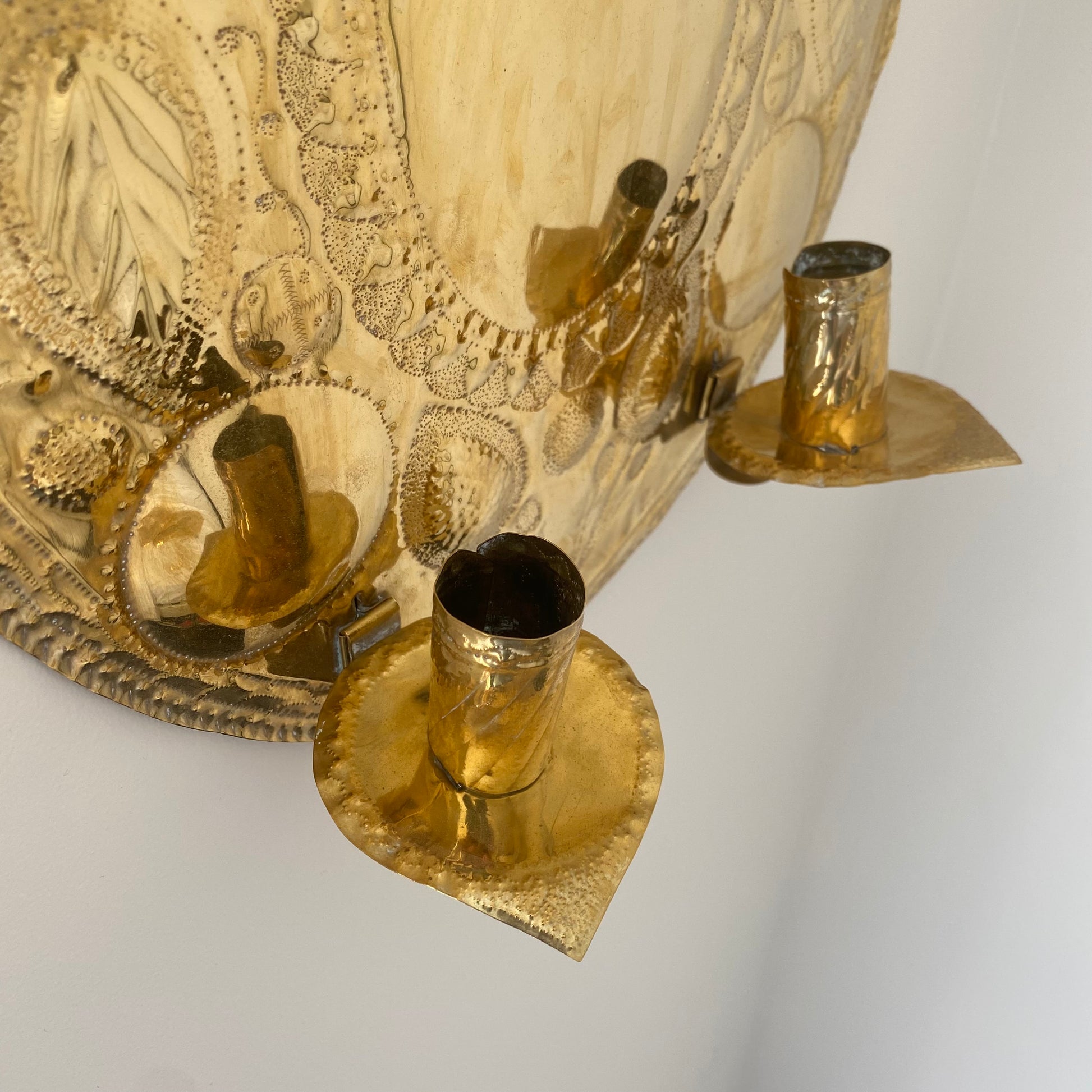 Vintage Swedish Brass Wall Sconce for Candles 3