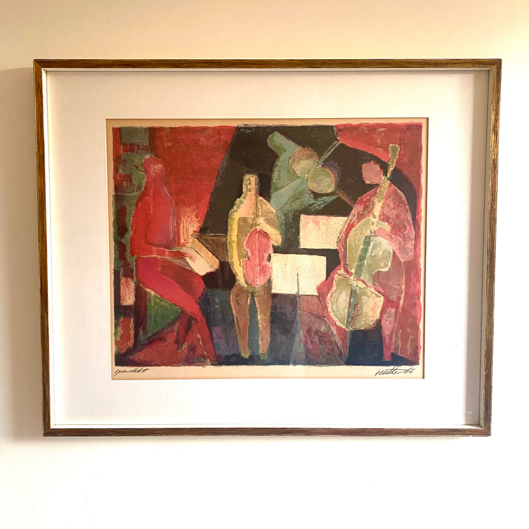 Vintage abstract painting of a musicians in a band 2
