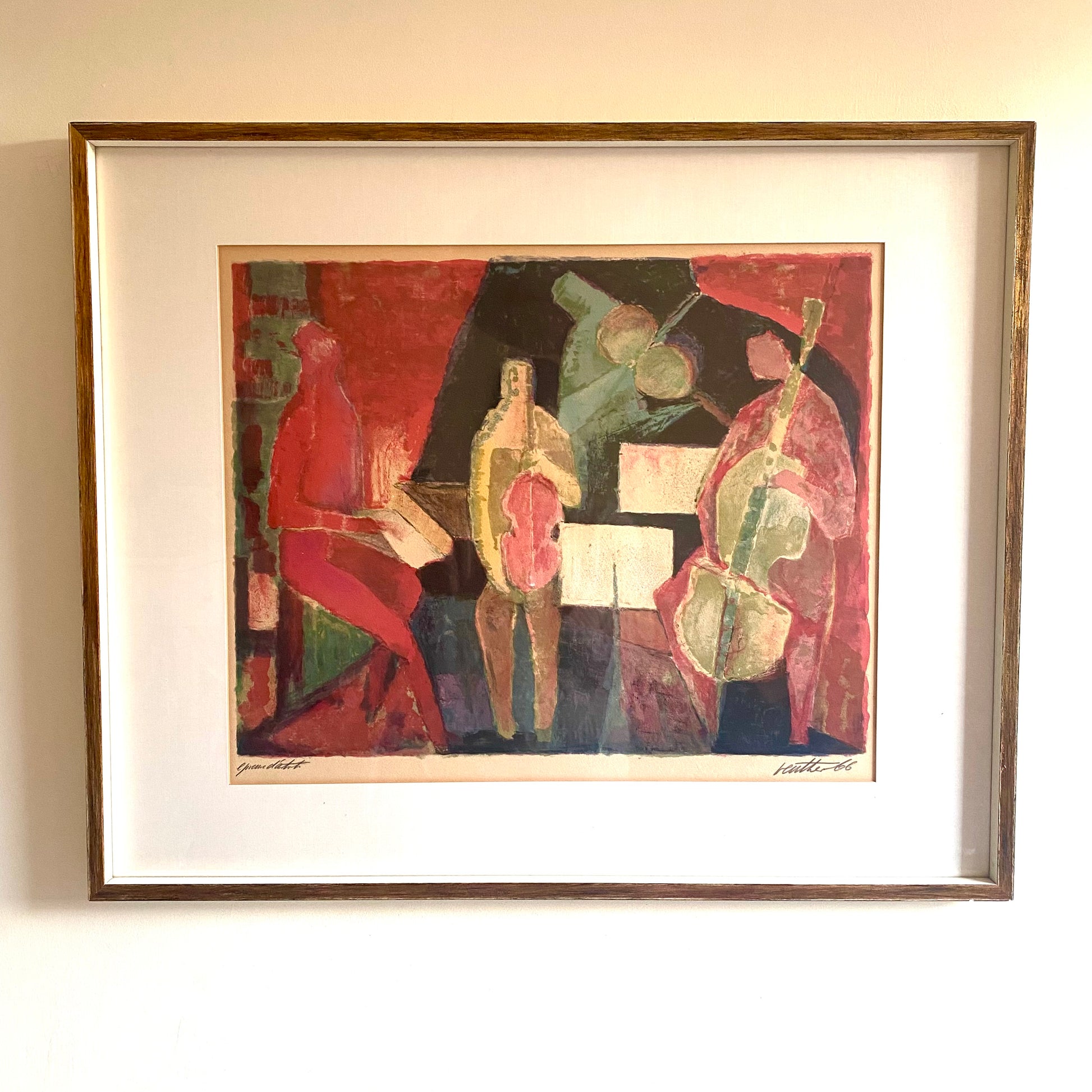 Vintage abstract painting of a musicians in a band 2