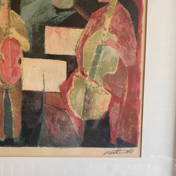 Vintage abstract painting of musicians in a band 3